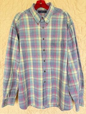 Thornton Bay Men’s XL Shirt Plaid Long Sleeve Cotton Button Down